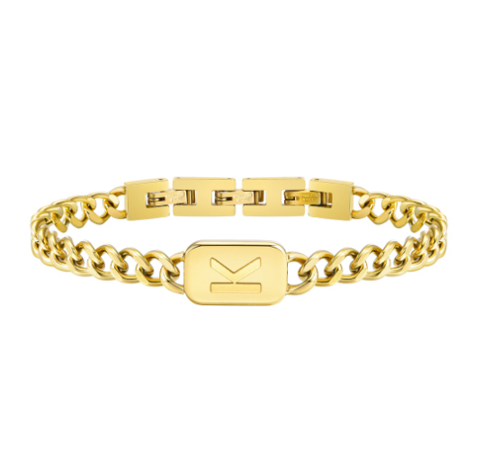 Vnox Letter Cuban Chain Bracelet for Women Men18K Gold Initial Name Stainless Steel 7MM Bracelet Chain Couple Gift Jewelry K