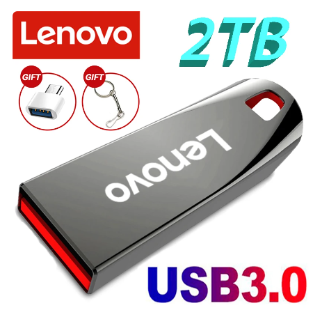 Lenovo USB Flash Drives Pen Drive 2TB 1TB Memory Waterproof U Disk High-Speed USB 3.0 Data Transmission Metal USB Flash Drive