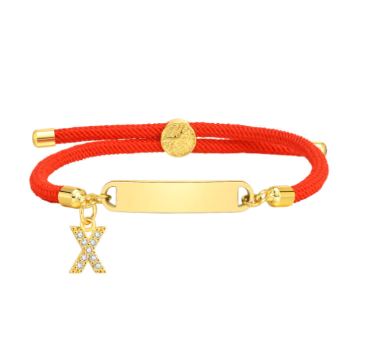 Vnox Custom Initial Letter Name Baby Bracelet Personalized Newborn Child Birth Gift Red Thread Rope Bracelet Adjustable Handchain X