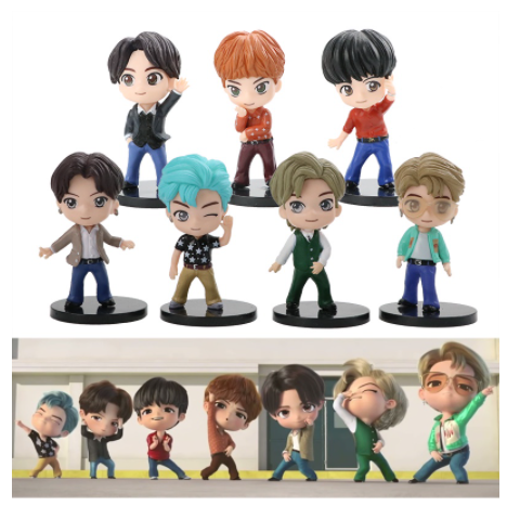 BTS Tiny TAN Mini Figurine Collection Toy Army 7Pcs/Set