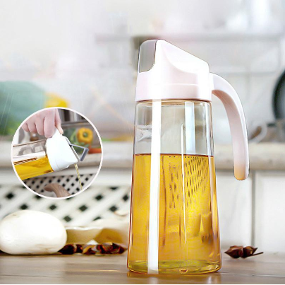 Portable Kitchen Glass Oil Can & Cruet Bottle Condiment Dispenser Storage Tank