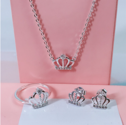 Silver  Korean Fashion Jewelry Accessory Necklace Earrings Ring