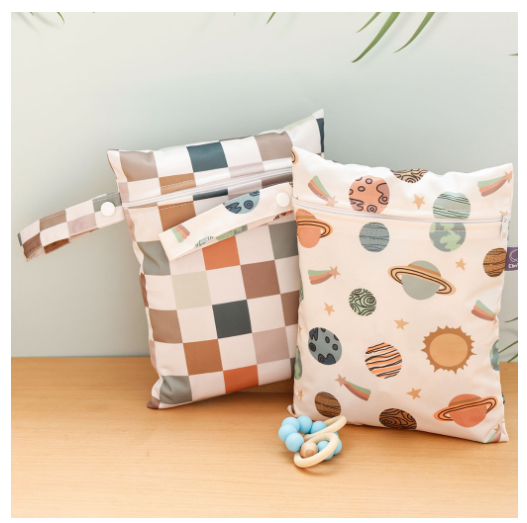 Elinfant 2 Pcs-Set Mini Eco-friendly Portable Waterproof Snack Bag Washable Reusable Baby Diaper Bag D023