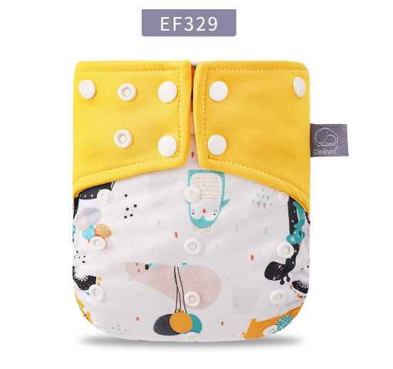 Elinfant Coffee Fiber Inner Baby Cloth Diapers Double Gusset Washable Baby Nappy Without Insert E11