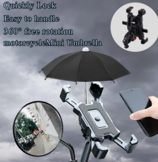 Phone Holder with Umbrellamotorcycle phone holder 360° rotation one-key lock Bicycle mobile phone bracket Waterproof