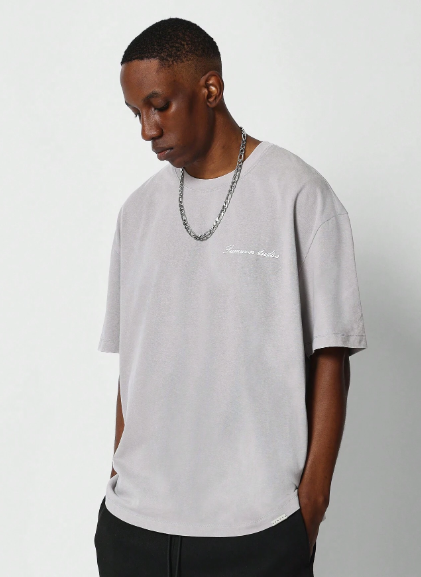 SUMWON Washed Tee With Logo Graphic Print