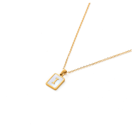 St.kunkka Stainless Steel Gold Letter Pendant Necklace Ladies A-Z Letter Necklace for Gift I