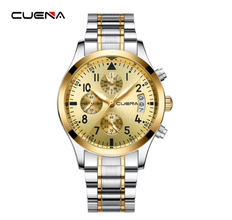New Original CUENA Men's Watches Fashion Creative Small Dial 41CM Casual Business Sports Stainless Steel Waterproof Quartz Analog 6090 M3