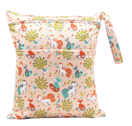 Diaper Wet Dry Bags Duble Zipper Printed Portable Waterproof Dag Storage Bag Swimwear Bag  30x36cm