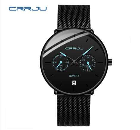 CRRJU Men's Watch Original Brand Multifunctional Fashion Business Analog Quartz Stainless Steel Waterproof 2263 X BLUE 2