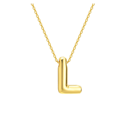 Meaeguet Initial Necklace for Women Girls,Dainty Gold Balloon Bubble Letter Necklace Layered Necklaces Puffy Name Personalized L