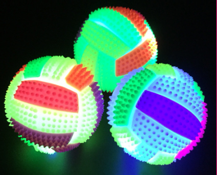 Flashing Football Shape LED Light Sound Bouncy Ball Funny Kids Pet Dog Toy