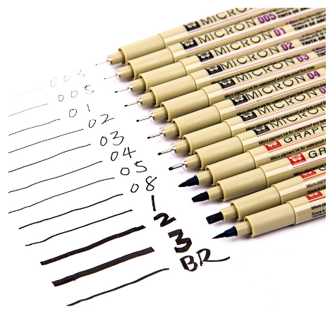 SeamiArt Sakura 1 Pc. Black Pigment Liner Needle Waterproof Drawing Pen 9 Tip Options