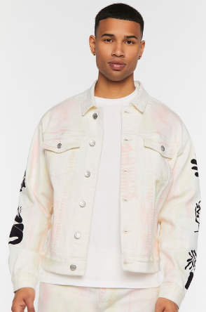 Forever 21 Men's Galleria Quarta Graphic Trucker Jacket