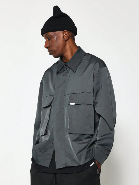 SUMWON Boxy Long Sleeve Nylon Shirt