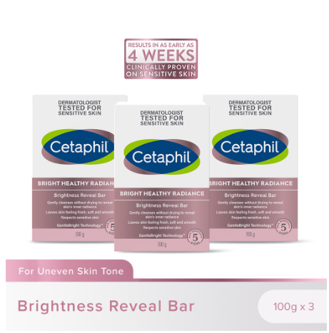 Cetaphil Brightness Reveal Bar - 100g x 3 (For Uneven Skin Tone / with Niacinamide and Sea Daffodil)