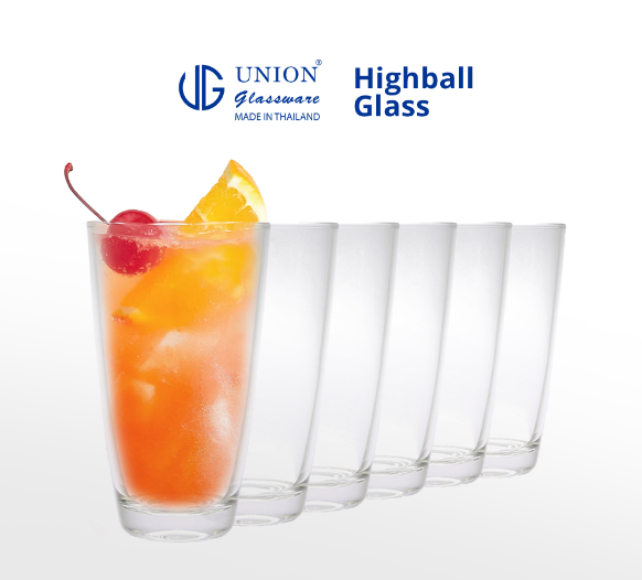 UNION GLASS Clear Glass Highball Water, Juice, Soda, Liquor Glass 345ml | 12oz [Set of 6]