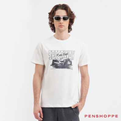 Penshoppe Speedway Regular Fit Graphic T-Shirt For Men (White)