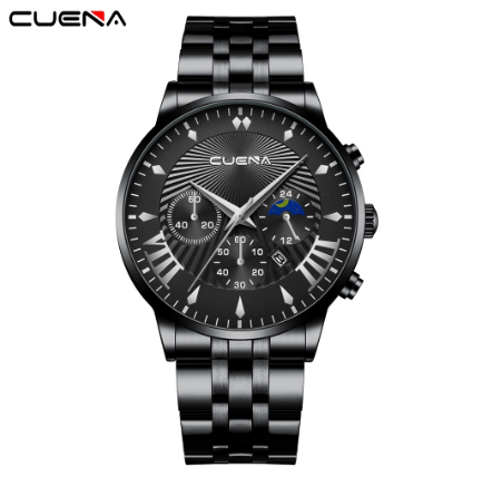 CUENA Men's Watch Fashion Business Casual Sports Stainless Steel Waterproof 6016 M5