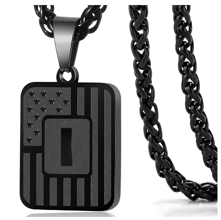 Gun Black 26 Letter Square Plate Stainless Steel Pendant Necklace Fashion Men's and Women's Jewelry Wholesale I