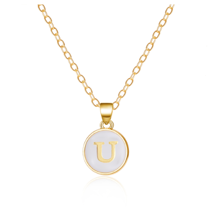 26 Initial Pendant Necklace Men's and Women's Fashion Simple Style Initial Pendant Gold Necklace Holiday Gift U