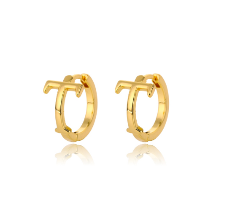 Kaijiang Anting-anting Initial Letter Hoop Earrings For Women A-Z Letter Piercing Stainless Steel Earring Korean Fashion Jewelry T