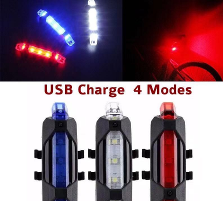 Bike Light Waterproof Tailight Rechargeable Safety Warning Bicycle with Free USB and Bike Attachment