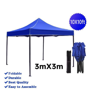 3x3 Tent Waterproof Retractable Tent Complete Set Black Post (Oxford Poly Rubber Water Proof fabric)