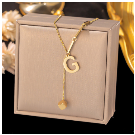 Vnox Letter Pendant Long Necklace for Women Girl,18K Gold Stainless Steel Hypoallergenic A-Z Initial Name Necklace Gift G