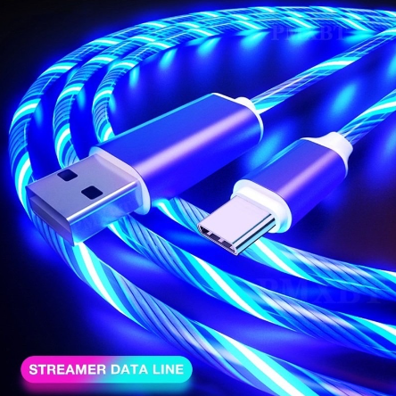 LED Luminous Charger Cable Micro USB / Type C Flowing Charging Cables