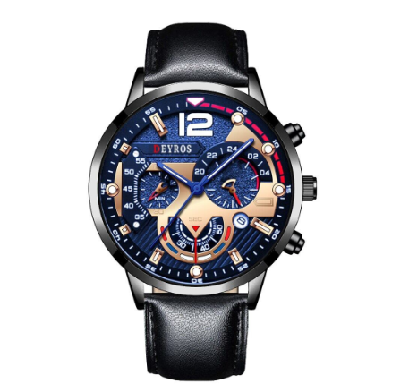 Original DEYROS Top Luxury Men's Watches Silver Stainless Steel Chronograph Analog Quartz Wrist Watch For Men Waterproof Business Watch 007