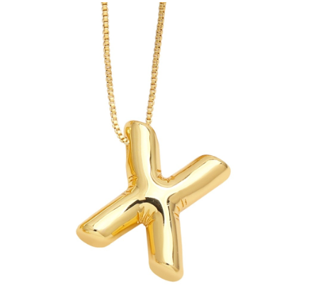 Fashion 26 Letter Pendant Gold Plated Necklace Style Versatile Collar Chain Women's Friends Commemorative Jewelry Accessories Gift X