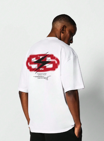 SUMWON Tee With Thunder & Letter Graphic Print