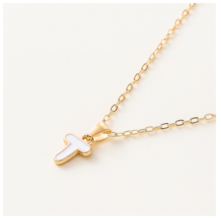 St.kunkka Three-Dimensional Metal English Letter Pendant Necklace Ladies Necklace A-Z for Gift T