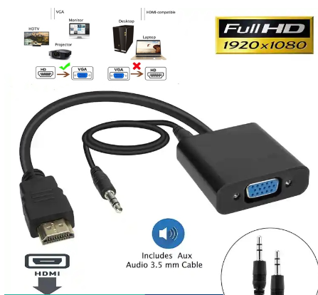 HDMI To VGA Converter with audio Cable For PC TV Laptop Projector ps4