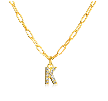 Vnox 18K Gold Initial Letter Necklace,Gold Letter Necklace,Initial Necklace K