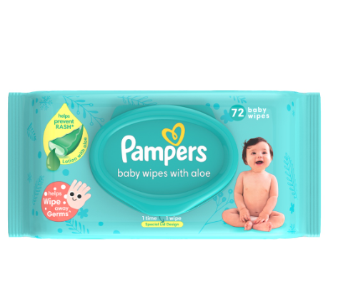 Pampers Baby Wipes with Aloe 72s x 2 packs