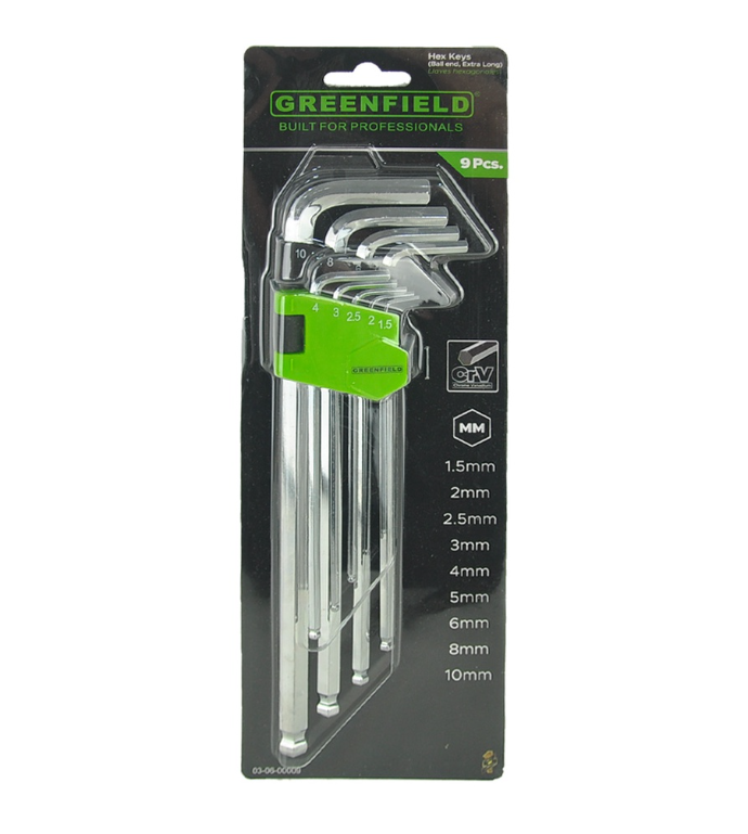 Extra Long Hex Key Set 9pcs Ball End