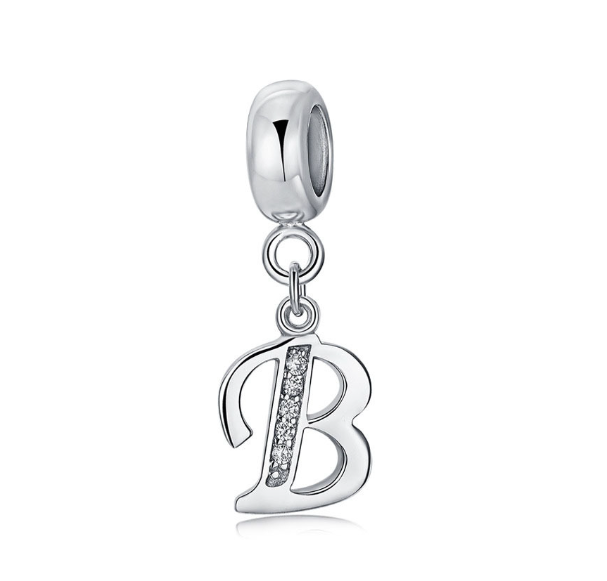 Pandora Letter Charm 925 Silver 26 Letters Diamond Charms Bracelet Pendant B