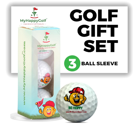 Smiley Face Golf Balls Gift Set | Novelty Golf Ball 3 Pack | Great Gift for Golfers - Men - Women for Golfers | Golf Presents for Men and Women