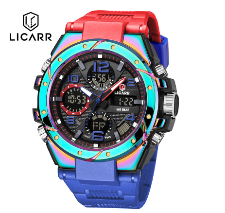 LICARR Brand Original Men's Watch Digital Sports Waterproof Fashion Men's Watches Casual Stopwatch Date Military 9515 M4