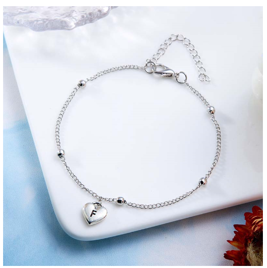 Fashion Silver Plated 26 Letters Initials Alphabet Bracelet Adjustable Bangle Women Jewelry Mother's Day Gift F