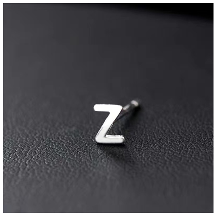 A-Z Initial Letter Stud Earrings for Women Girls Birthday Gift Silver Plated 26 Alphabet Name Ear Piercing Jewelry Z