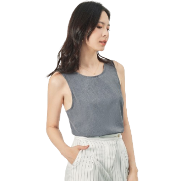 Lovito Women Casual Plain Backless Split Back Tank Top L68ED311 (Grey)