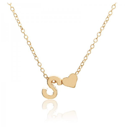 Necklace 26 Letter Pendant Necklace Women Peach Heart Shaped Clavicle Chain Necklace Accessories S