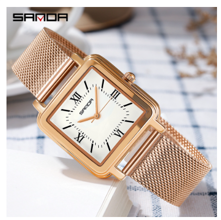 Sanda Ladies Business Temperament Watch Fashion Pioneer Quartz Watch Girl Casual Glamour Watch Cool Waterproof Tall Fashion Watch MESH STRAP