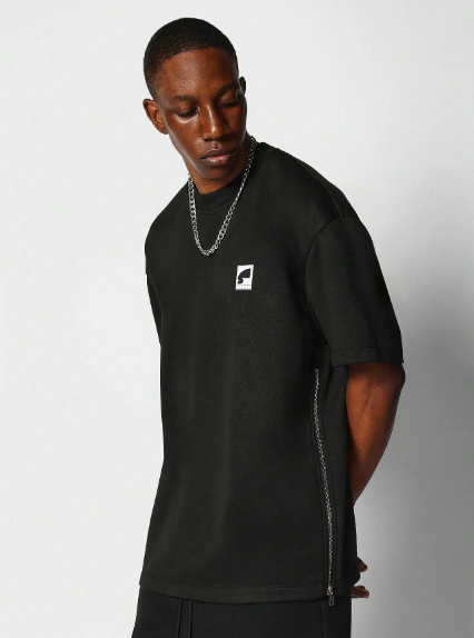 SUMWON Regular Fit Tee With Side Zip Detail College Ready