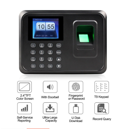Biometric Fingerprint Time Attendance Machine Employee Check-in Time Clock Recorder Device Lock