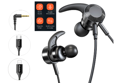 Mcdodo iP In-ear Dual Microphone Gaming Headphones Bass Earphones jack wired Earbuds HP-135 Compatible with iP 13 Pro Max 12