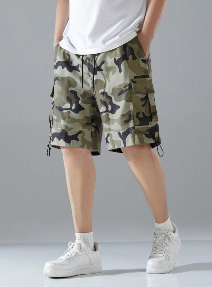Men's Summer Fashionable Casual Camouflage Drawstring Cargo Shorts